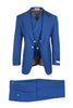 New Rosso Royal Blue, Pure Wool, Wide Leg Suit & Vest by Tiglio Rosso RS4361/1