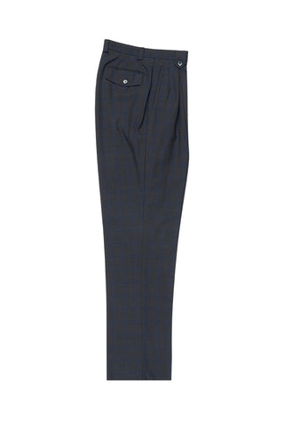 Charcoal Gray with Royal Blue Windowpane Wide Leg, Wool Dress Pant 2586/2576 by Tiglio Luxe T7156/2