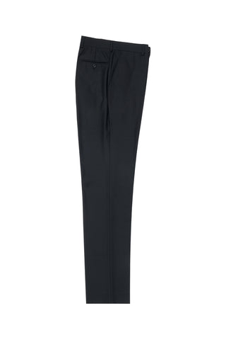 Black Flat Front Slim Fit Wool Dress Pant 2564 by Tiglio Luxe TIG1001