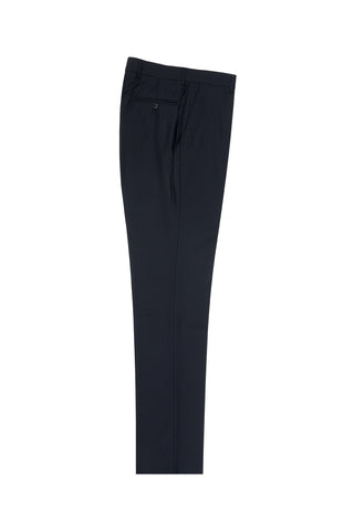 Navy Flat Front Wool Dress Pant 2560 by Tiglio Luxe TIG1002