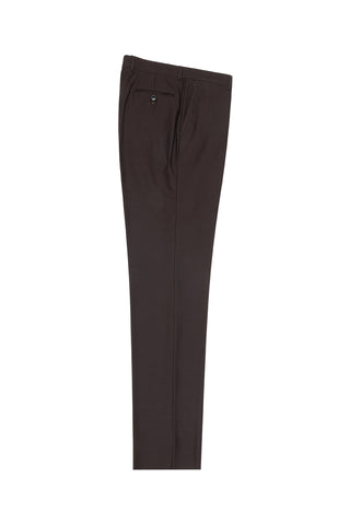 Brown Flat Front Wool Dress Pant 2560 by Tiglio Luxe TIG1003