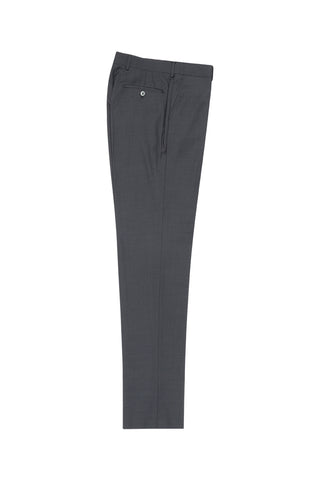 Gray Flat Front Wool Dress Pant 2560 by Tiglio Luxe TIG1008