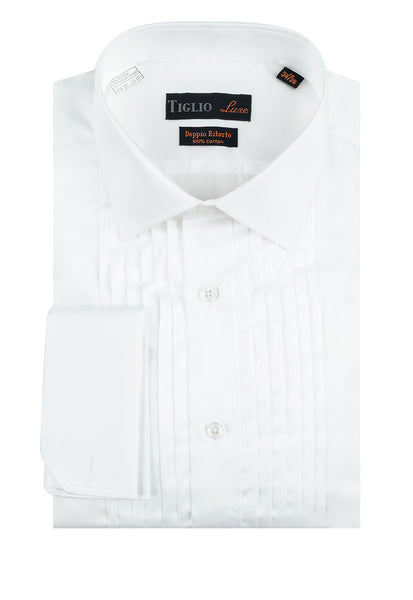 White Tuxedo Shirt, French Cuff, by Tiglio