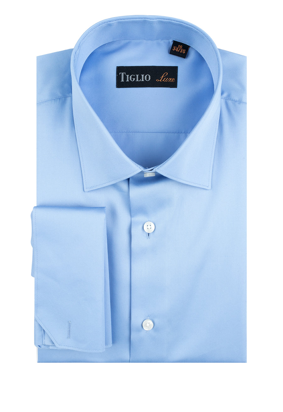 Blue Dress Shirt, French Cuff, by Tiglio Genova FC TIG3013 | Tiglio Blue Dress Shirt, French Cuff, by Tiglio Genova FC TIG3013 | Tiglio