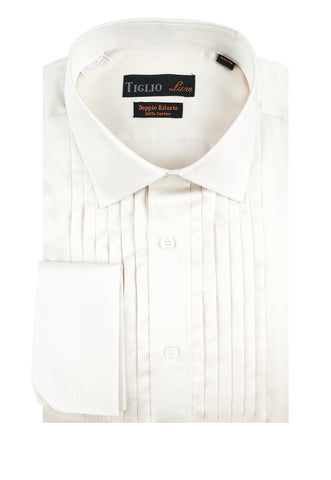Off White Tuxedo Shirt, French Cuff, by Tiglio