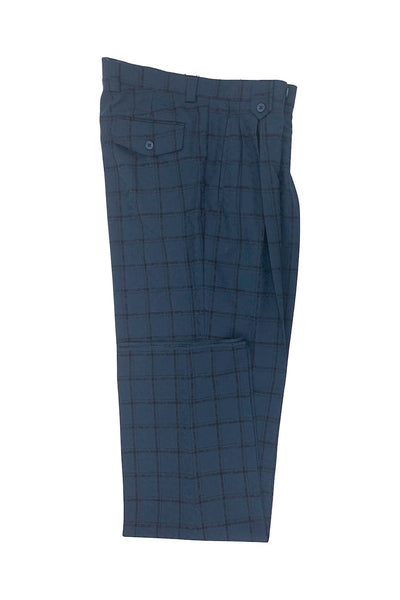 Jacquard Teal with Black Windowpane Wide Leg Wool Dress Pant 2576 by Tiglio Luxe RS3035/4