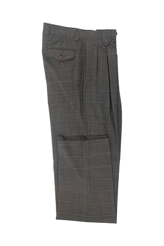 Brown Windowpane Wide Leg Wool Dress Pant 2576 by Tiglio Luxe TLS20060/1