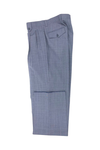 Medium Blue Windowpane Wide Leg Wool Dress Pant 2576 by Tiglio Luxe TLS20060/5