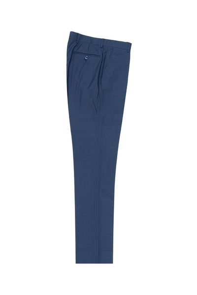 New Blue Flat Front Wool Dress Pant 2560 by Tiglio Luxe TS4066/2