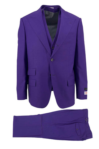 TIG4504/3 Marbella Semi-Wide Leg, Pure Wool Suit & Vest by Tiglio Rosso