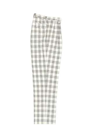 Offwhite with Black Windowpane Wide Leg, Wool Dress Pant 2586/2576 by Tiglio Luxe V986.4136/1