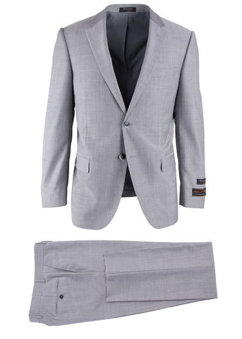 Novello Light Gray Herringbone, Modern Fit, Pure Wool Suit by Tiglio Luxe 12A005